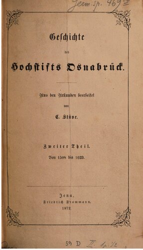 Geschichte des Hochstifts Osnabrück von 1508 bis 1623