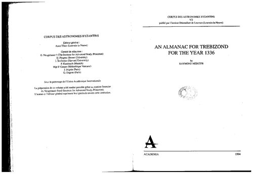 An Almanac for Trebizond for the Year 1336