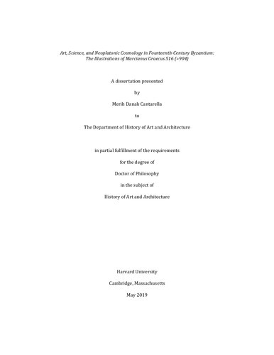 Art, Science, and Neoplatonic Cosmology in Fourteenth-Century Byzantium: The Illustrations of Marcianus Graecus