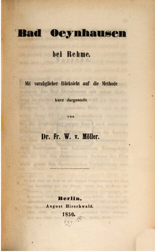 Bad Oeynhausen bei Rehme. Mit vorzüglicher Rücksicht auf die Methode dargestellt