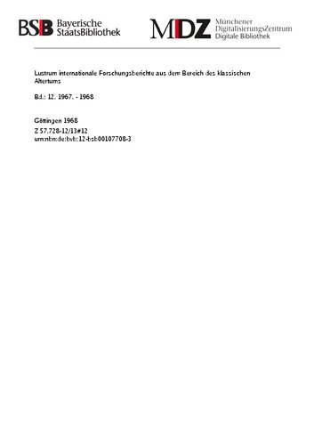 Lustrum: internationale Forschungsberichte aus dem Bereich des klassischen Altertums.