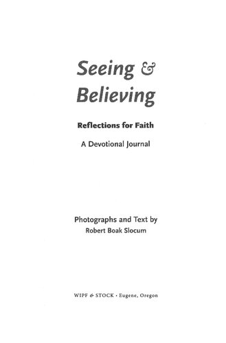 Seeing & Believing: Reflections for Faith, A Devotional Journal