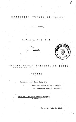 Relatório da Escola Normal Primária de Ponta Grossa (1928)