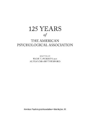 125 Years of the American Psychological Association