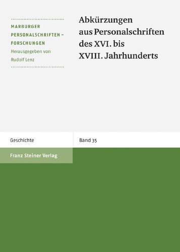 Abkürzungen aus Personalschriften des XVI. bis XVIII. Jahrhunderts