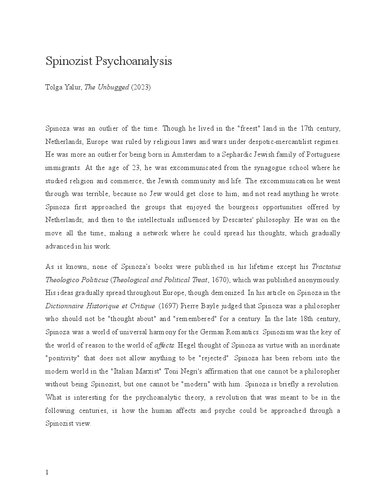 Spinozist Psychoanalysis (2023, Unbugged)