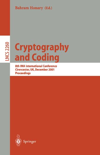 Cryptography and Coding: 8th IMA International Conference Cirencester, UK, December 17-19, 2001 Proceedings (Lecture Notes in Computer Science, 2260)