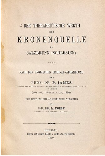 Der therapeutische Wert der Kronenquelle zu Salzbrunn (Schlesien)