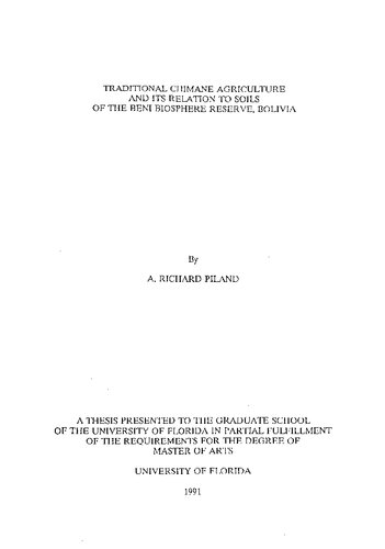Traditional Chimane Agriculture and its Relation to Soils of the Beni Biosphere Reserve, Bolivia