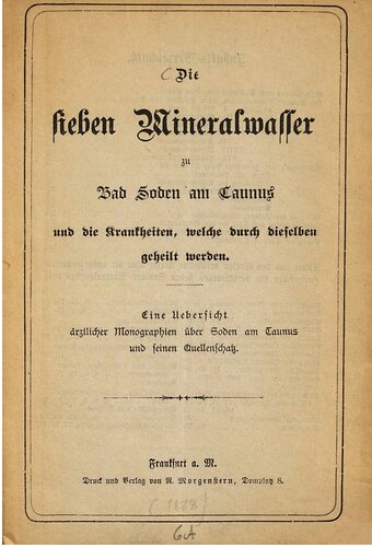 Die sieben Mineralwasser zu Bad Soden am Taunus und die Krankheiten, welche durch dieselben geheilt werden