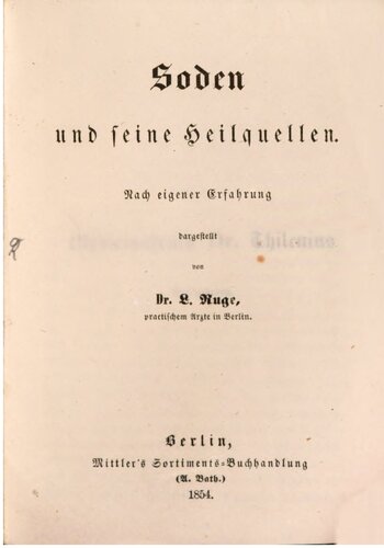 Soden und seine Heilquellen. Nach eigener Erfahrung