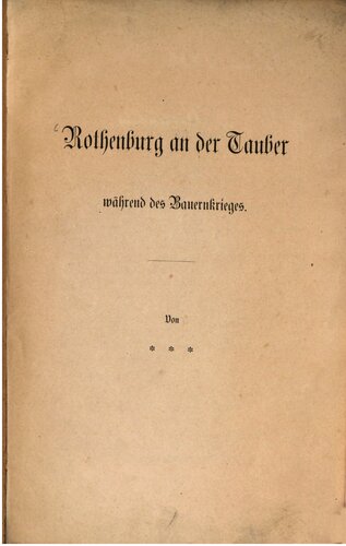 Rothenburg an der Tauber während des Bauernkrieges