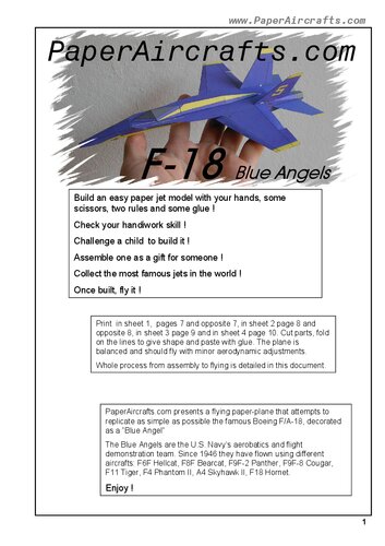 PaperAircrafts.com F-18 Blue Angels