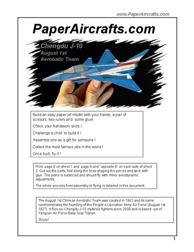 PaperAircrafts.com Chengdu J-10