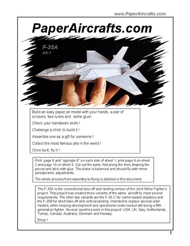 PaperAircrafts.com F-35A AA-1