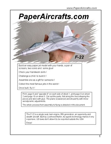 PaperAircrafts.com F-22