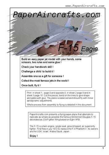 PaperAircrafts.com F-15 Eagle