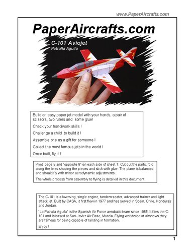 PaperAircrafts.com C-101 Aviojet Patrulla Aguila