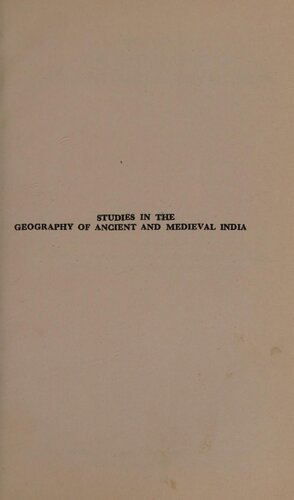 Studies in the Geography of Ancient and Medieval India