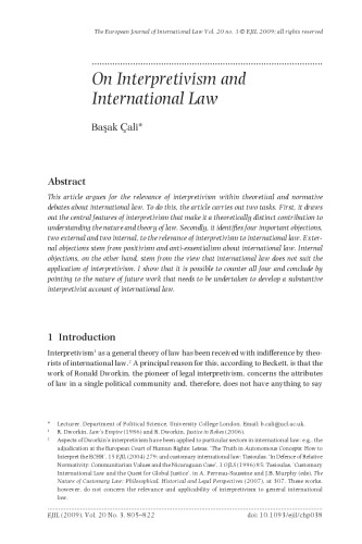 On Interpretivism and International Law