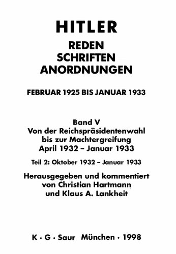 12. Hitler - Reden, Schriften, Anordnungen - Februar 1925 bis Januar 1933 - Band V, Teil 2