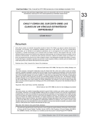 CHILE Y COREA DEL SUR (1973-1989): LAS CLAVES DE UN VÍNCULO ESTRATÉGICO IMPROBABLE