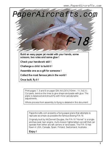 PaperAircrafts.com F-18 White