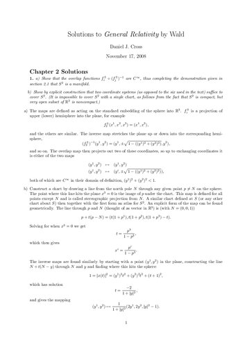 General Relativity (Solutions to General Relativity by Wald)