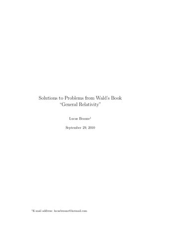 General Relativity (Solutions to Problems from Wald’s Book 