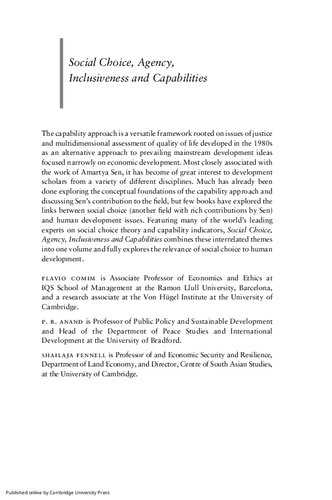 Social Choice, Agency, Inclusiveness and Capabilities