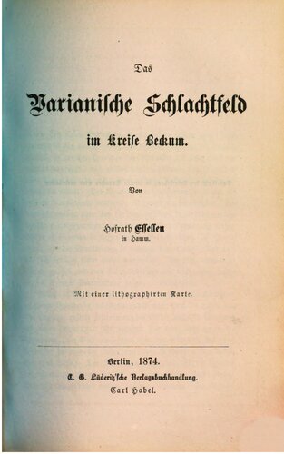 Das Varianische Schlachtfeld im Kreise Beckum