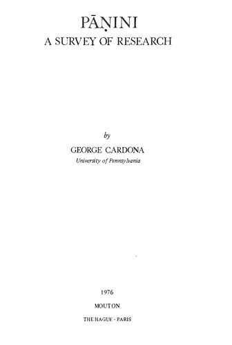 Pāṇini : a survey of research