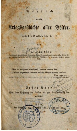 Von dem Ursprung der Völker bis zur Verschwörung des Catilina