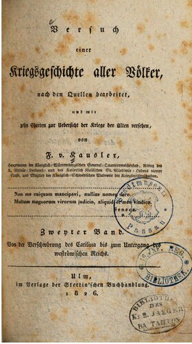 Von der Verschwörung des Catilina bis zum Untergang des Weströmischen Reiches