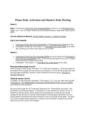 Flame Body Activation & Shadow Healing