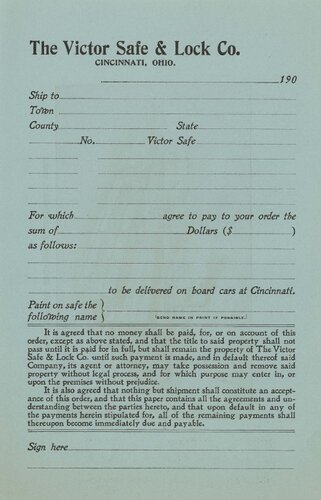 The Victor Safe & Lock Co. - The Queen Safe 1904