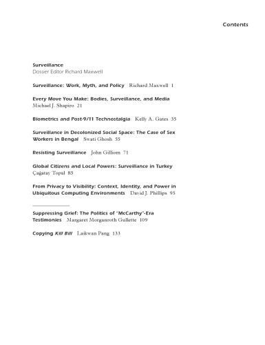 Surveillance (A Special Issue of Social Text)