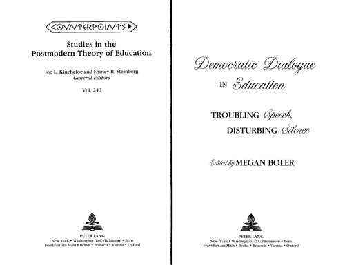 Democratic dialalogue in education