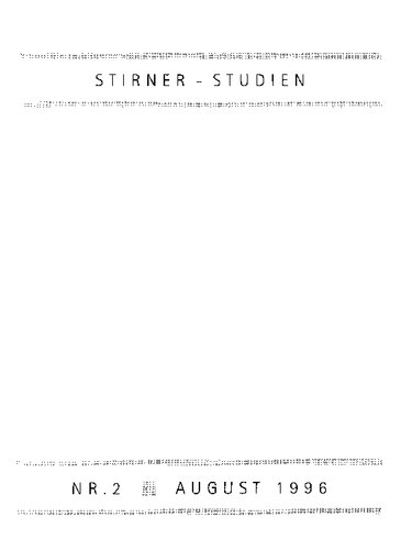 Ein dauerhafter Dissident : 150 Jahre Stirners 