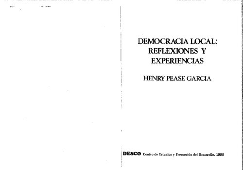 Democracia local: reflexiones y experiencias