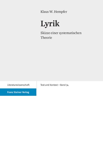 Lyrik: Skizze einer systematischen Theorie