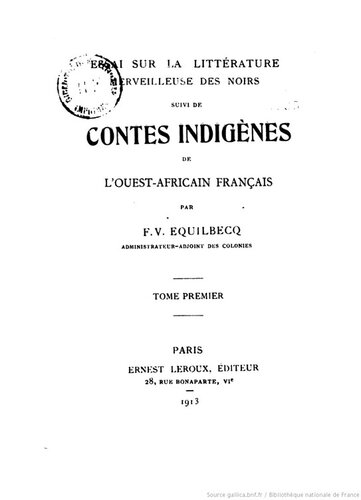 Essai sur la littérature merveilleuse des noirs