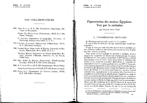 Pigmentation des anciens Egyptiens - Test par la mélanine