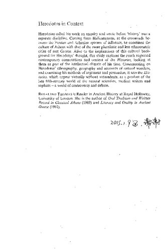 Herodotus in Context: Ethnography, Science and the Art of Persuasion