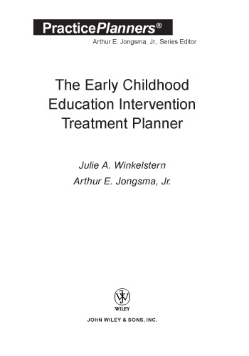 The Early Childhood Education Intervention Treatment Planner (Practice Planners)