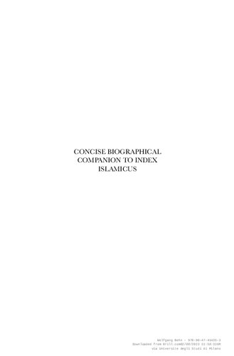 Concise Biographical Companion to Index Islamicus: Bio-bibliographical Supplement to Index Islamicus, 1665-1980, Volume Three (N-Z)