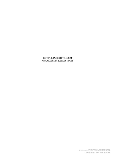 Corpus Inscriptionum Arabicarum Palaestinae, Volume Two: -B-C-