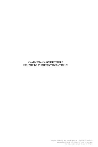 Cambodian Architecture, Eighth to Thirteenth Centuries