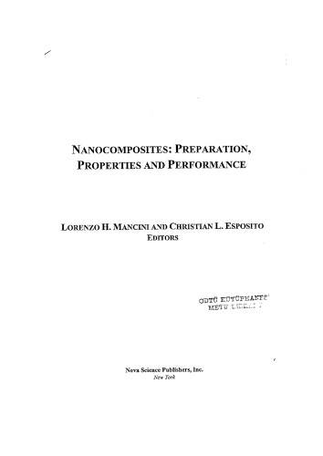 Nanocomposites: Preparation, Properties and Performance