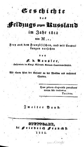Geschichte des Feldzugs gegen Russland im Jahre 1812
